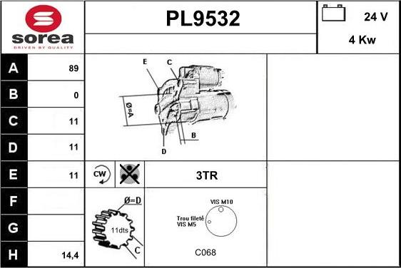 SNRA PL9532 - Démarreur cwaw.fr