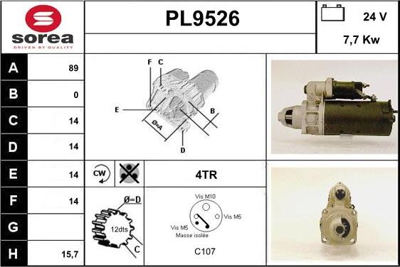 SNRA PL9526 - Démarreur cwaw.fr