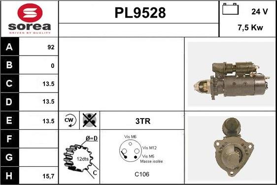 SNRA PL9528 - Démarreur cwaw.fr