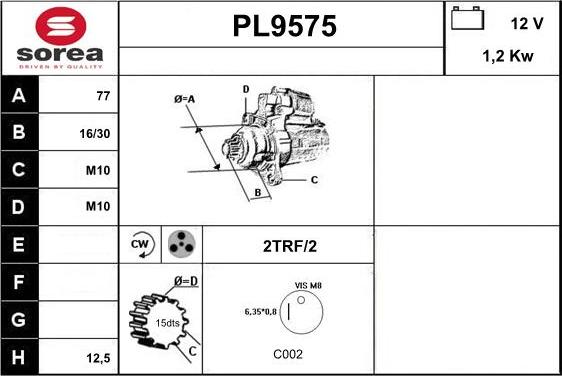 SNRA PL9575 - Démarreur cwaw.fr