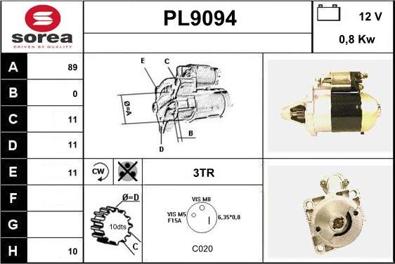 SNRA PL9094 - Démarreur cwaw.fr