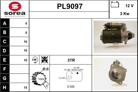 SNRA PL9097 - Démarreur cwaw.fr