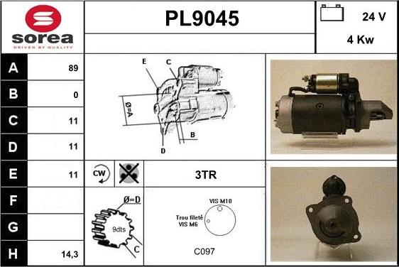 SNRA PL9045 - Démarreur cwaw.fr