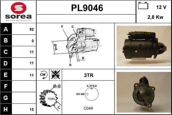 SNRA PL9046 - Démarreur cwaw.fr