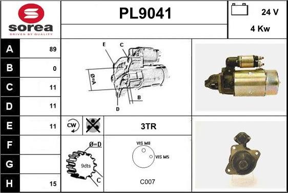 SNRA PL9041 - Démarreur cwaw.fr