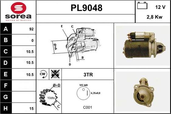 SNRA PL9048 - Démarreur cwaw.fr