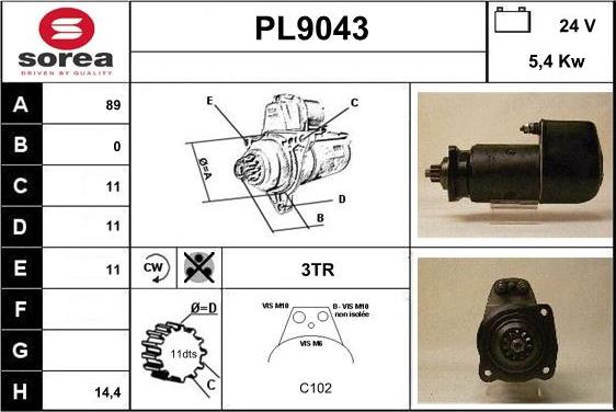 SNRA PL9043 - Démarreur cwaw.fr