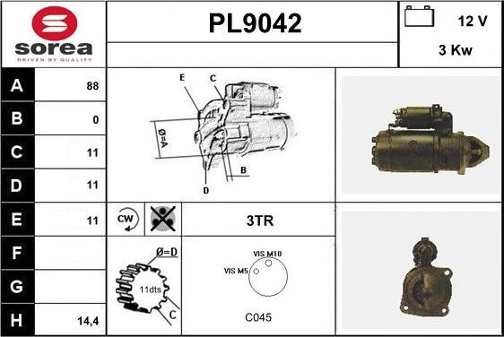 SNRA PL9042 - Démarreur cwaw.fr