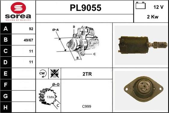 SNRA PL9055 - Démarreur cwaw.fr