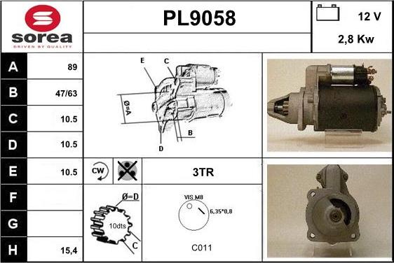 SNRA PL9058 - Démarreur cwaw.fr