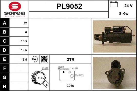 SNRA PL9052 - Démarreur cwaw.fr