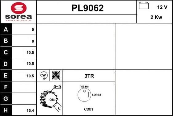 SNRA PL9062 - Démarreur cwaw.fr