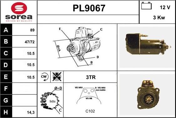 SNRA PL9067 - Démarreur cwaw.fr