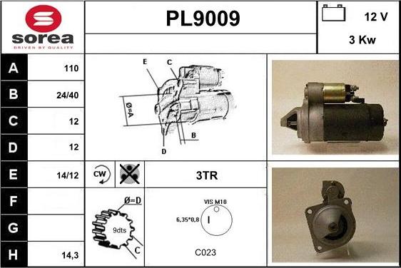 SNRA PL9009 - Démarreur cwaw.fr