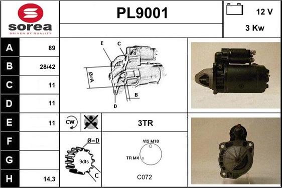 SNRA PL9001 - Démarreur cwaw.fr