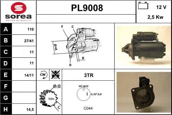 SNRA PL9008 - Démarreur cwaw.fr