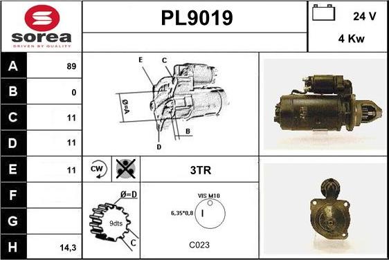 SNRA PL9019 - Démarreur cwaw.fr