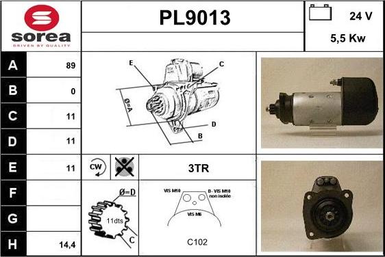 SNRA PL9013 - Démarreur cwaw.fr