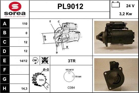 SNRA PL9012 - Démarreur cwaw.fr