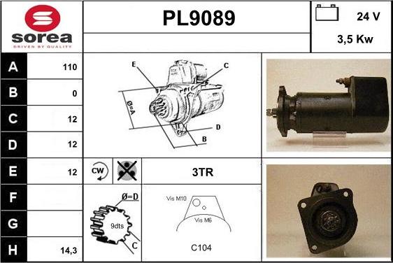 SNRA PL9089 - Démarreur cwaw.fr