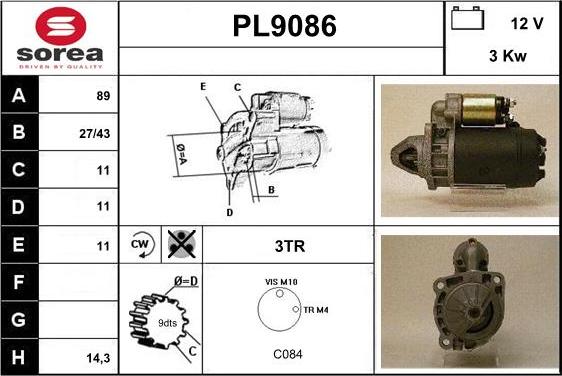 SNRA PL9086 - Démarreur cwaw.fr