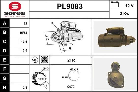 SNRA PL9083 - Démarreur cwaw.fr