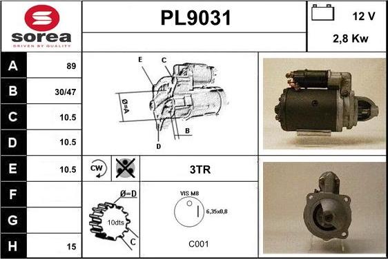 SNRA PL9031 - Démarreur cwaw.fr