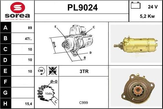 SNRA PL9024 - Démarreur cwaw.fr