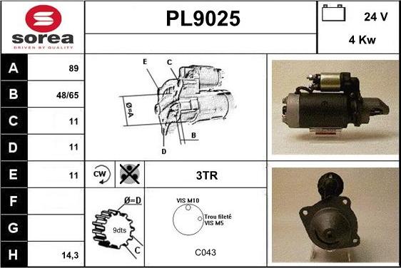 SNRA PL9025 - Démarreur cwaw.fr