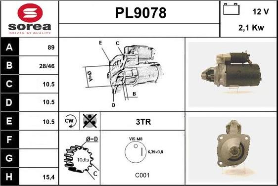 SNRA PL9078 - Démarreur cwaw.fr