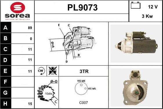 SNRA PL9073 - Démarreur cwaw.fr