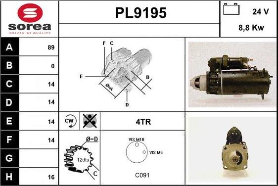 SNRA PL9195 - Démarreur cwaw.fr