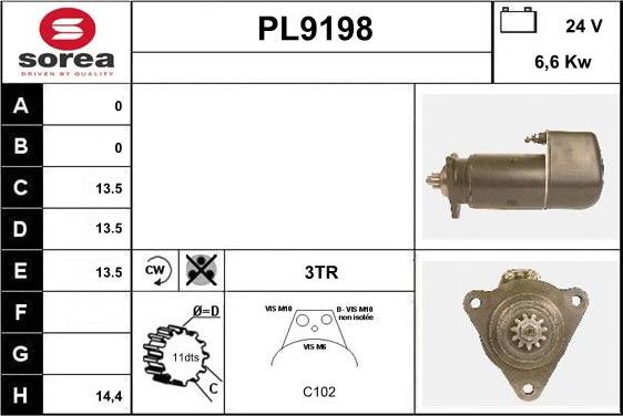 SNRA PL9198 - Démarreur cwaw.fr