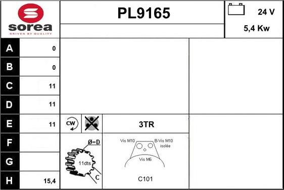 SNRA PL9165 - Démarreur cwaw.fr