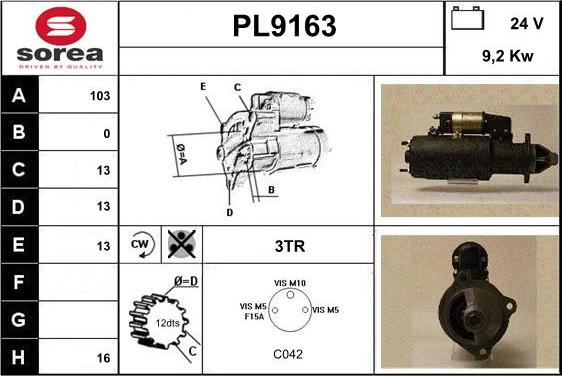 SNRA PL9163 - Démarreur cwaw.fr