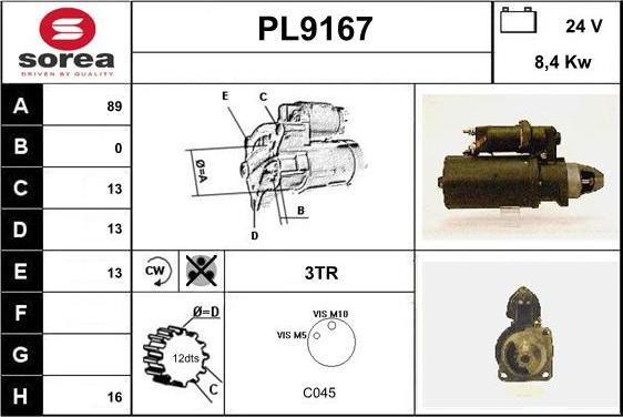 SNRA PL9167 - Démarreur cwaw.fr