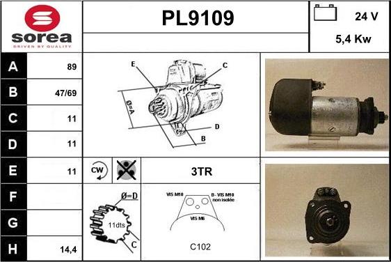 SNRA PL9109 - Démarreur cwaw.fr