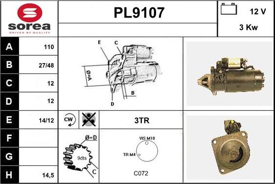 SNRA PL9107 - Démarreur cwaw.fr