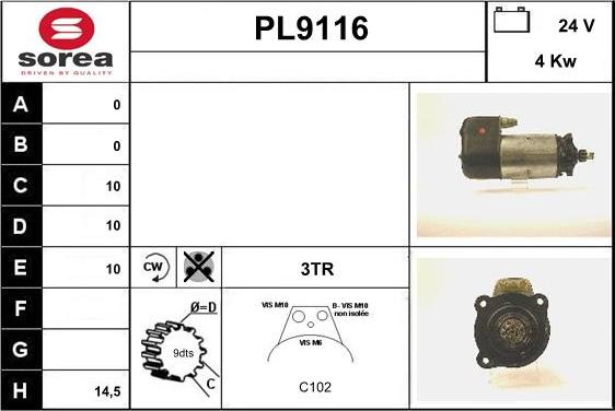 SNRA PL9116 - Démarreur cwaw.fr