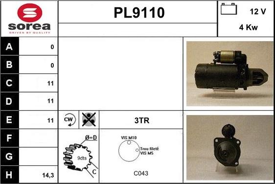 SNRA PL9110 - Démarreur cwaw.fr