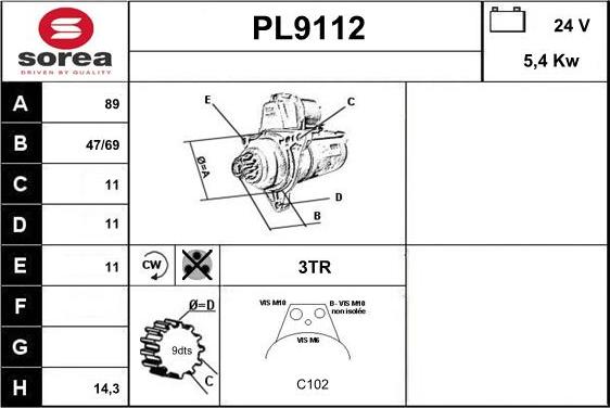 SNRA PL9112 - Démarreur cwaw.fr