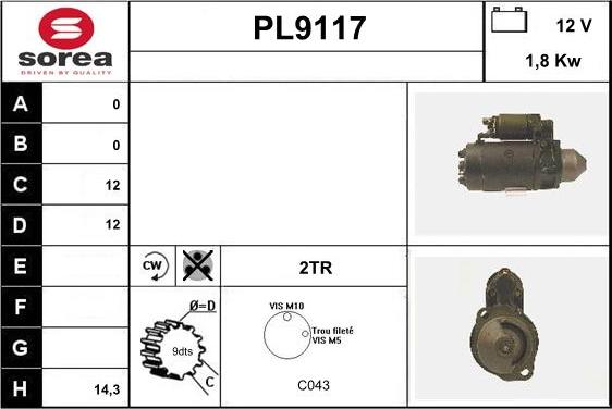 SNRA PL9117 - Démarreur cwaw.fr