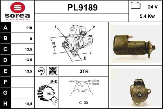 SNRA PL9189 - Démarreur cwaw.fr