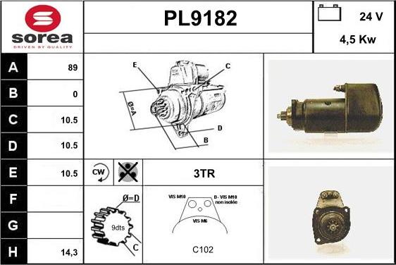 SNRA PL9182 - Démarreur cwaw.fr