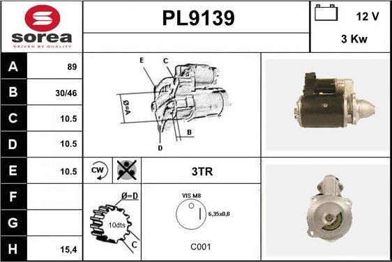 SNRA PL9139 - Démarreur cwaw.fr