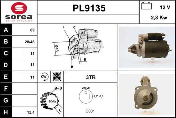 SNRA PL9135 - Démarreur cwaw.fr