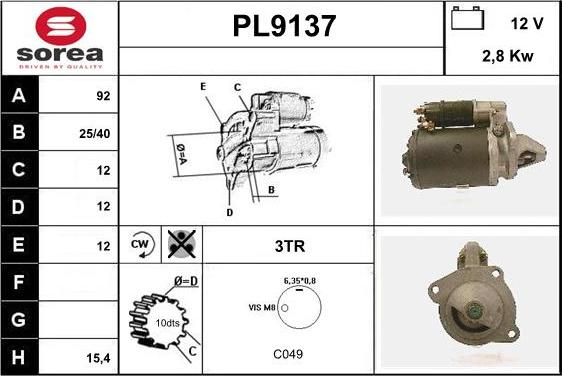 SNRA PL9137 - Démarreur cwaw.fr