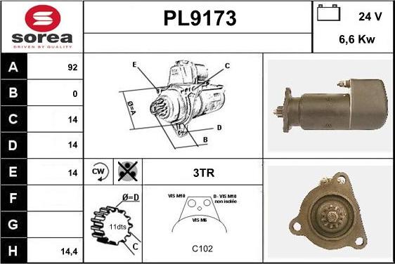 SNRA PL9173 - Démarreur cwaw.fr