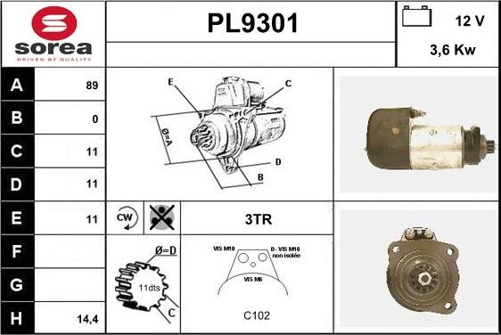 SNRA PL9301 - Démarreur cwaw.fr