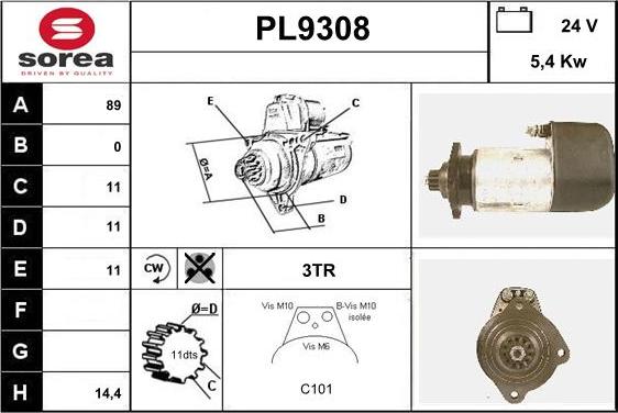 SNRA PL9308 - Démarreur cwaw.fr